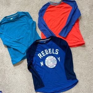 Sold- 3 long sleeved boys Tees (2 raglan baseball style)